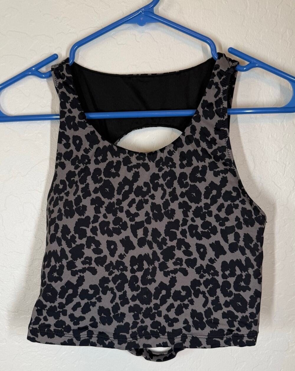 Kiava Energize Crop Top Black Grey Cheetah Size Large